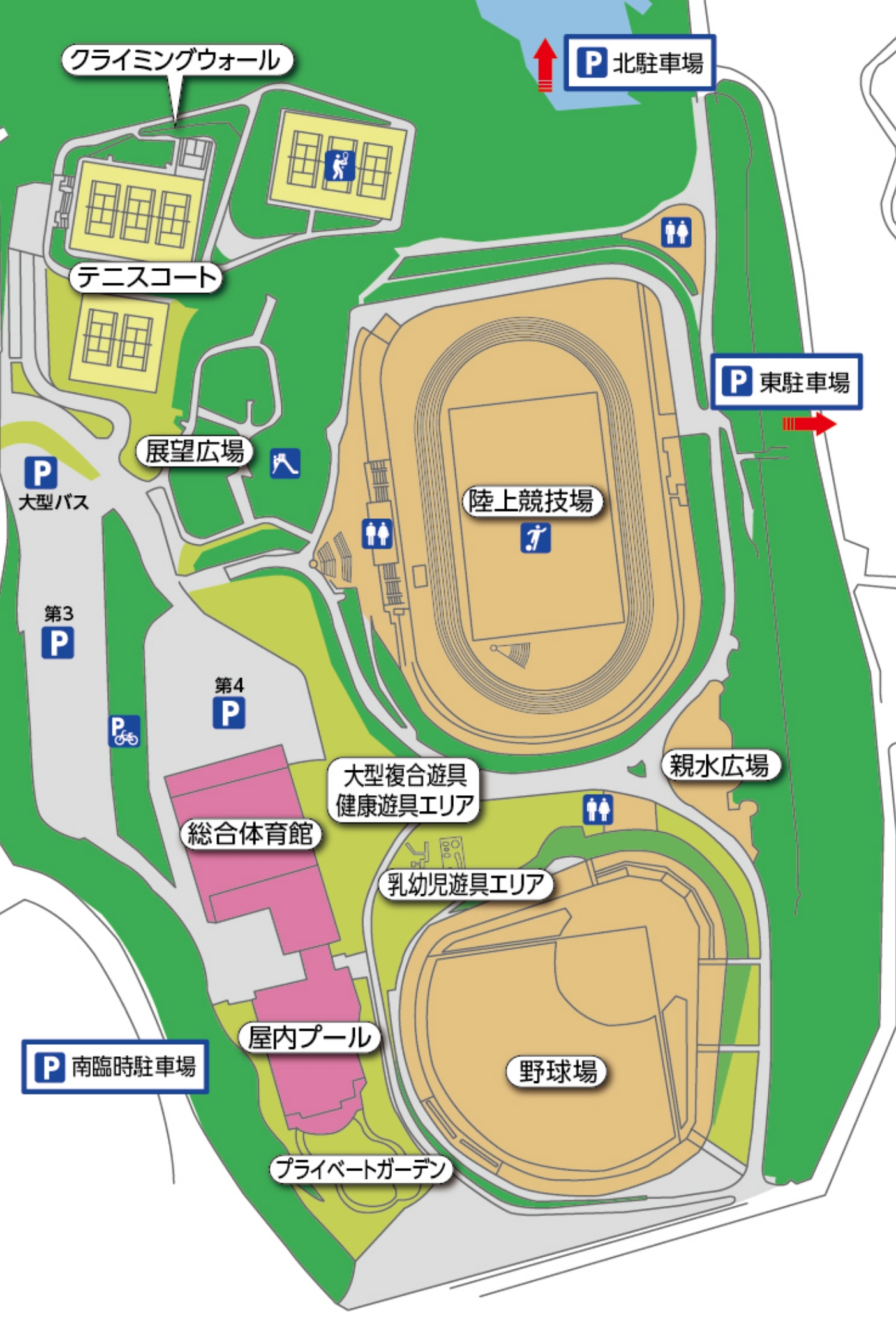 三木山総合公園の施設配置図